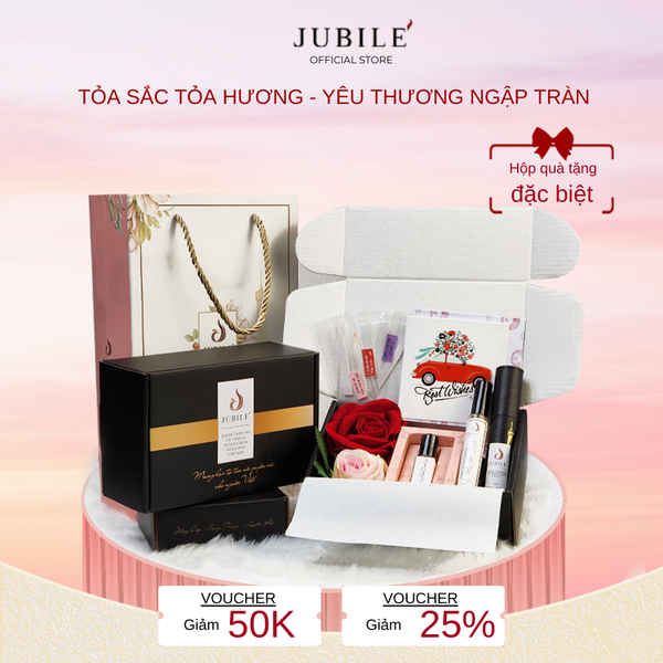  [Kèm Hoa và Thiệp] Set Quà Tặng II- 2 Chai Tinh Dầu Nước Hoa Nữ Thơm Lâu Dạng Lăn 3ml và 12ml Quyến Rũ, Tinh Tế, Sang Trọng 