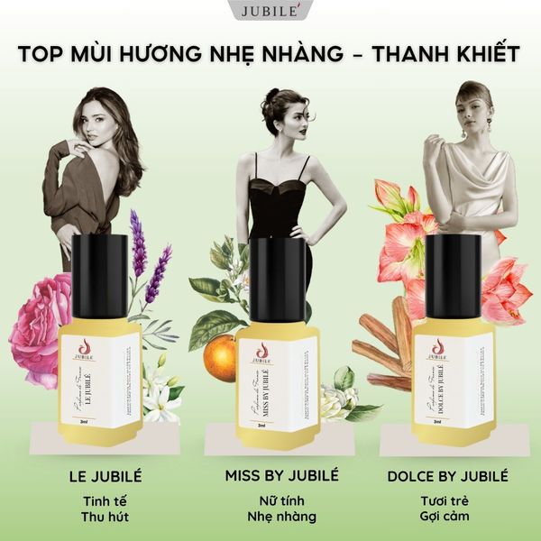  [Nhẹ Nhàng - Thanh Khiết] Combo 3 Chai Mùi Hương Nữ Nhẹ Nhàng Tinh dầu nước hoa Pháp Jubilé Minisize Lăn 3ml 