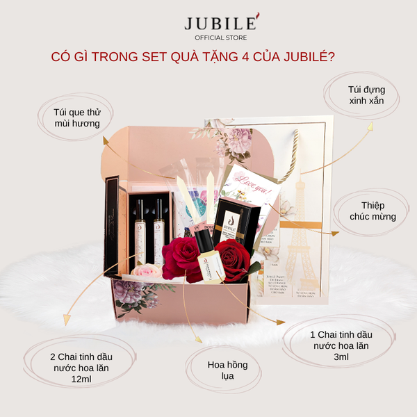  [Kèm Hoa và Thiệp] Set Quà Tặng IV- 2 Chai Tinh Dầu Nước Hoa Nữ Dạng Lăn 12ml + 1 Chai Tinh Dầu Nước Hoa Lăn 3ml 
