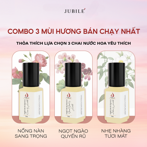  Combo 2 Chai Tinh Dầu Nước Hoa Pháp Jubilé lăn 3ml, Nước Hoa Pháp cao cấp Thơm Lâu 