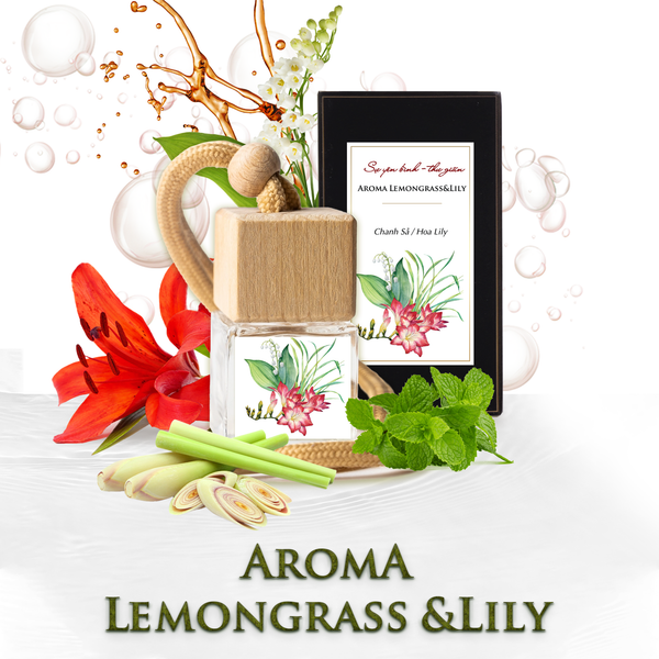  Aroma Lemongrass & Lily - Tinh Dầu Dạng Treo Khuếch Tán Cao Cấp 10ml, Tinh Dầu Thơm Khử Mùi Ô Tô, Phòng Ngủ, Tủ Quần Áo Sang Trọng 