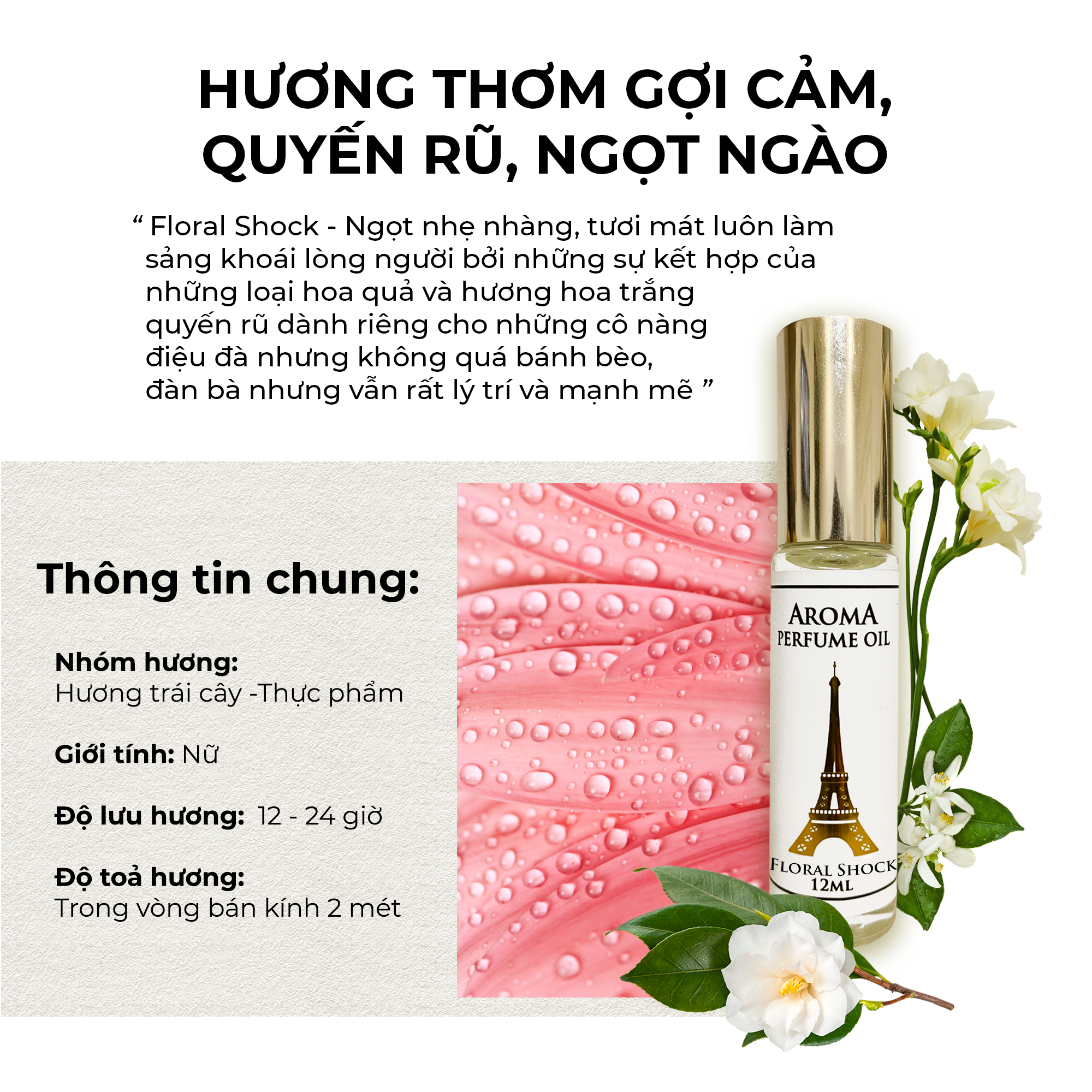  Aroma Floral Shock – Tinh dầu nước hoa Pháp Nữ 