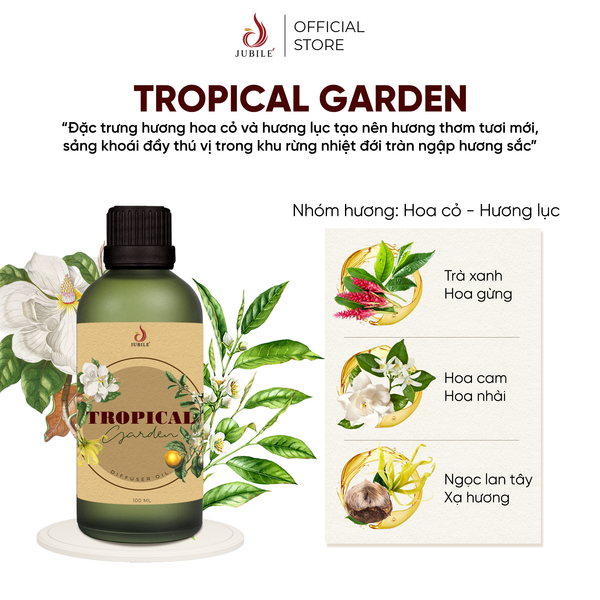  Tropical Garden -  Tinh Dầu Xông Máy, Tinh Dầu Thơm Phòng Thiên Nhiên 100ml Cao Cấp, Sang Trọng 