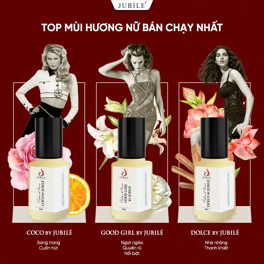  [NỮ] Combo 3 Chai Mùi Hương Nữ Bán Chạy Nhất - Tinh dầu nước hoa Pháp Minisize lăn 3ml 