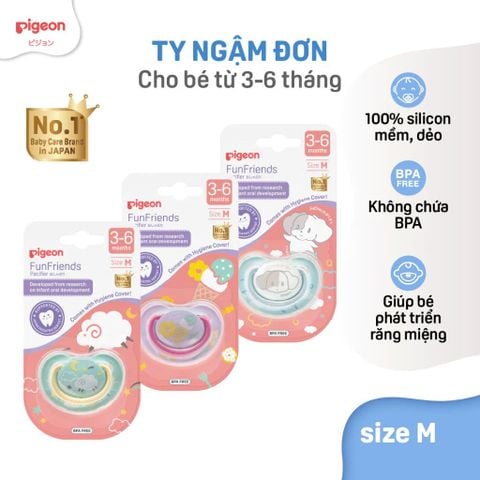 Ty ngậm đơn Funfriends Pigeon nhiều hoạ tiết - Size ( S/M/L) - Phiên bản mới 2024