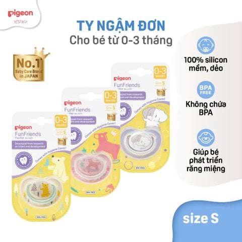 Ty ngậm đơn Funfriends Pigeon nhiều hoạ tiết - Size ( S/M/L) - Phiên bản mới 2024