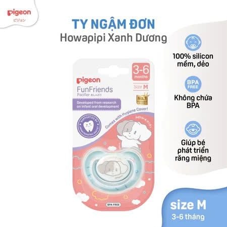Ty ngậm đơn Funfriends Pigeon nhiều hoạ tiết - Size ( S/M/L) - Phiên bản mới 2024