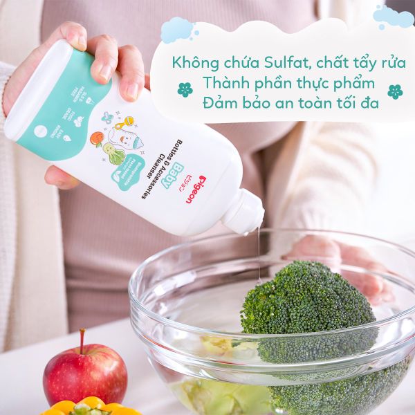 Nước Rửa Bình Sữa Và Phụ Kiện Pigeon Gốc Thực Vật 450ml/500ml