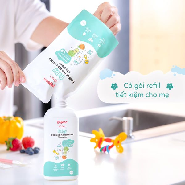 Nước Rửa Bình Sữa Và Phụ Kiện Pigeon Gốc Thực Vật 450ml/500ml