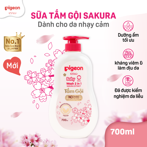 Tắm Gội Dịu Nhẹ 2 in 1 Sakura Pigeon 700ml