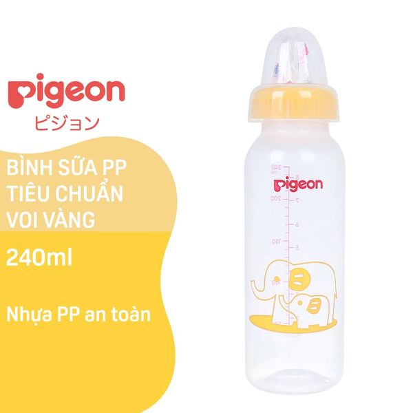 Bình sữa Pigeon PP Tiêu chuẩn Voi vàng 240 ml