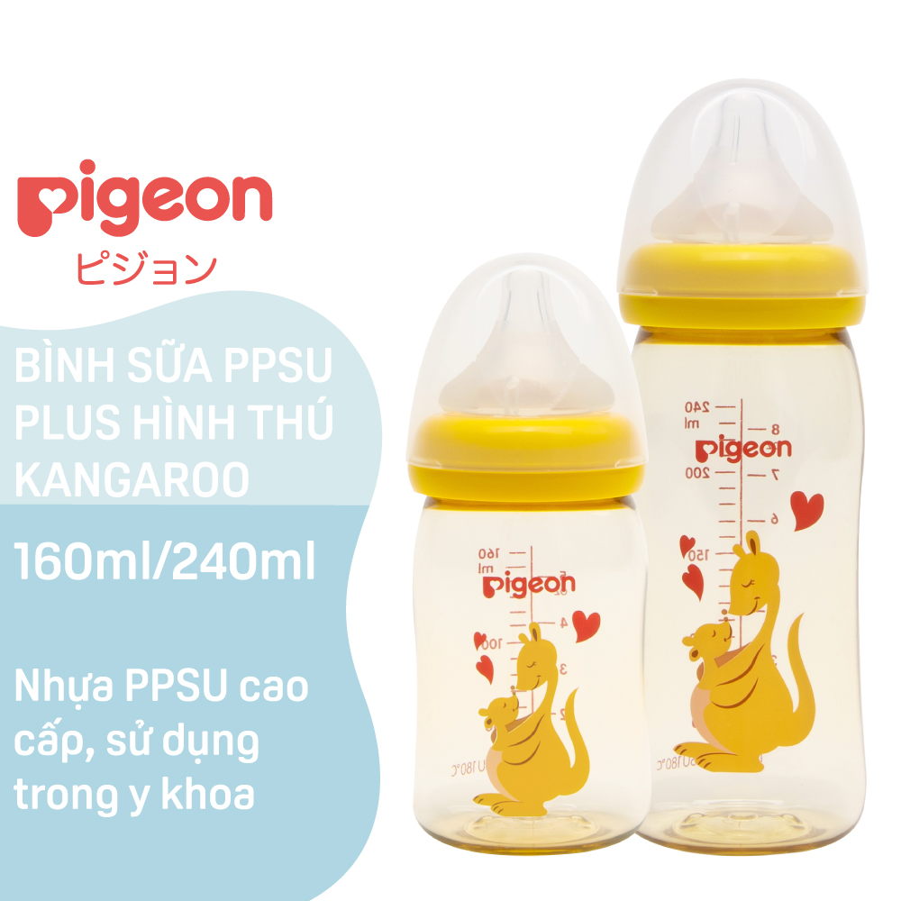 Bình sữa Pigeon PPSU Plus hình thú Kangaroo 240 ml