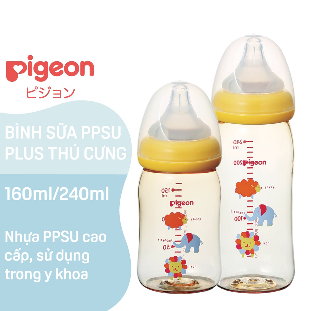 Bình sữa Pigeon PPSU Plus Hình thú cưng 160 ml – PIGEON OFFICIAL STORE