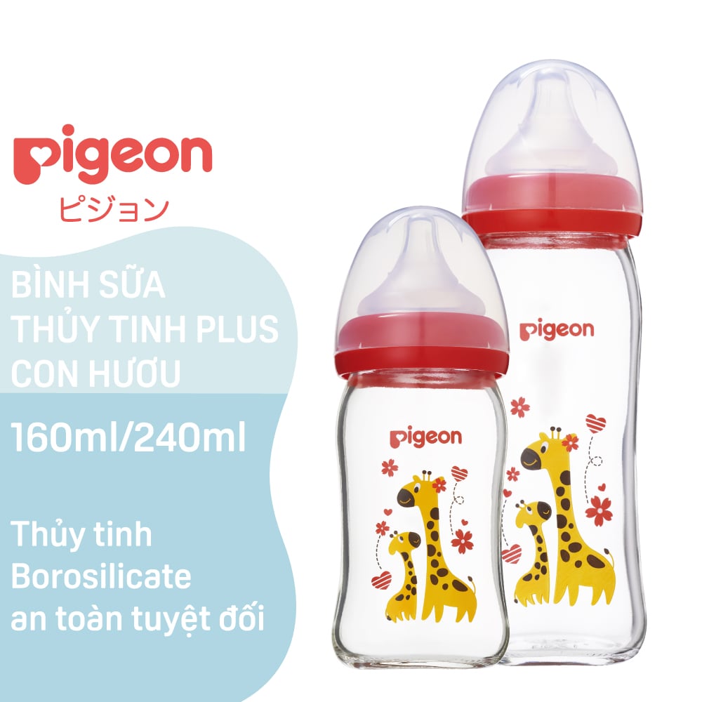 Bình sữa Pigeon Thủy tinh Plus Con Hươu 240 ml