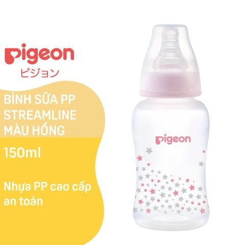 Bình sữa Pigeon PP Streamline ngôi sao hồng 150 ml (S)