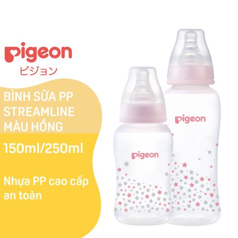 Bình sữa Pigeon PP Streamline ngôi sao hồng 150 ml (S)