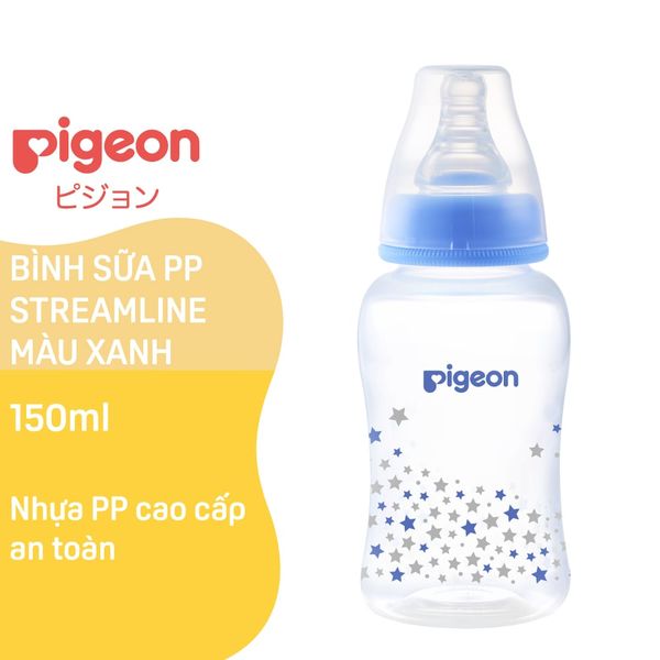 Bình sữa Pigeon PP Streamline ngôi sao xanh 150 ml (S)