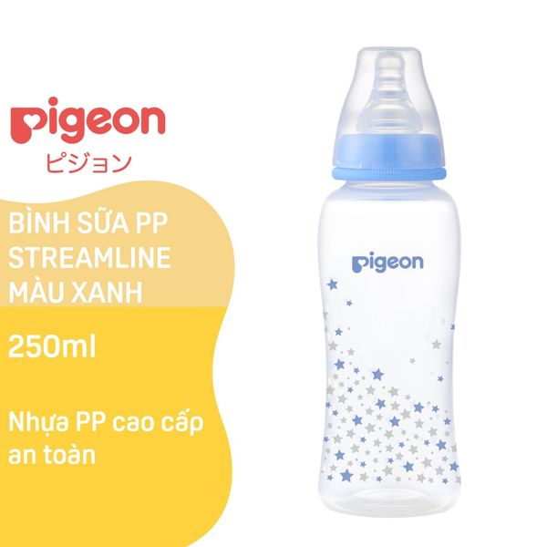 Bình sữa Pigeon PP Streamline ngôi sao xanh 250 ml (M)
