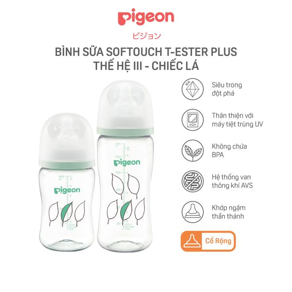 Bình Sữa Softouch T-Ester Plus Thế Hệ III - Chiếc lá 200 ml/300ml