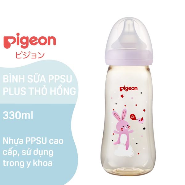 Bình sữa Pigeon PPSU Plus Thỏ hồng 330 ml