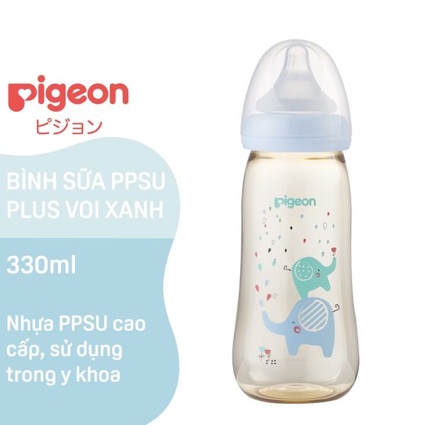 Bình sữa Pigeon PPSU Plus Voi Xanh 330 ml