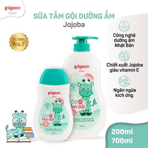 Sữa Tắm Gội Pigeon Jojoba / Hoa Hướng Dương 200ml/700ml - Bao bì mới 2024