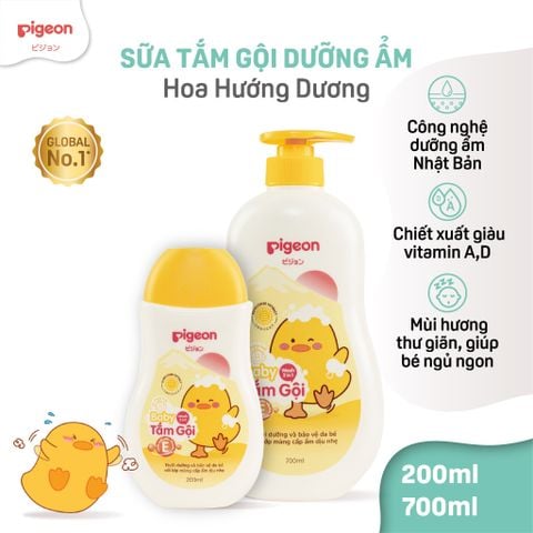 Sữa Tắm Gội Pigeon Jojoba / Hoa Hướng Dương 200ml/700ml - Bao bì mới 2024