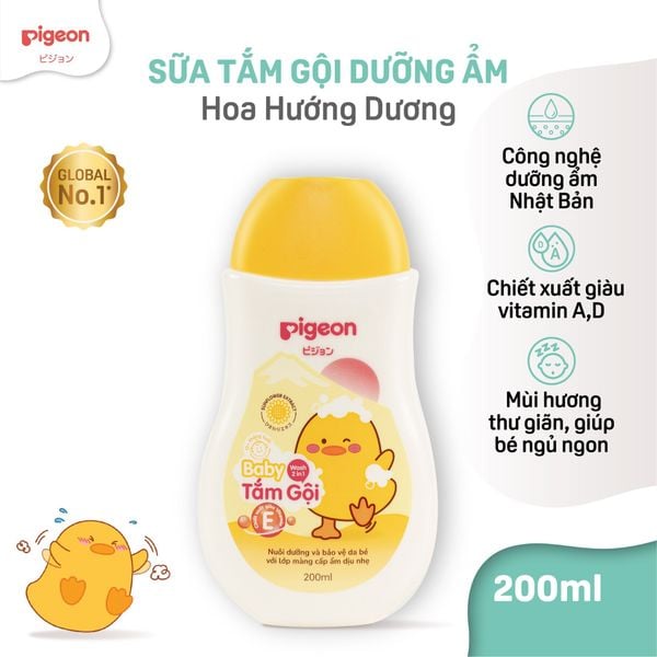 Sữa Tắm Gội Pigeon Jojoba / Hoa Hướng Dương 200ml/700ml - Bao bì mới 2024