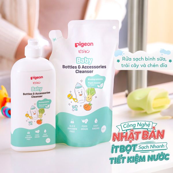 Nước Rửa Bình Sữa Và Phụ Kiện Pigeon Gốc Thực Vật 450ml/500ml
