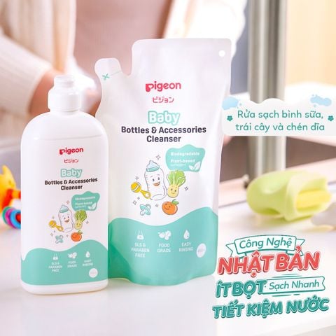 Nước Rửa Bình Sữa Và Phụ Kiện Pigeon Gốc Thực Vật 450ml/500ml