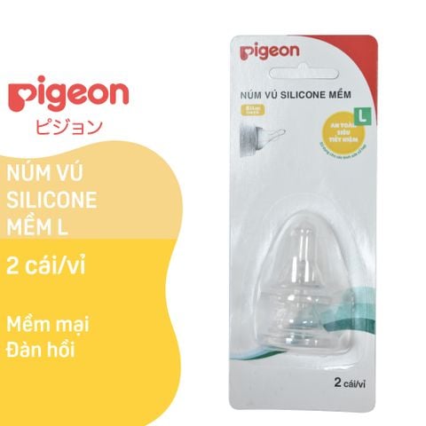 Núm ty Pigeon silicon mềm cổ hẹp  (size S/M/L) - 2 cái/vỉ