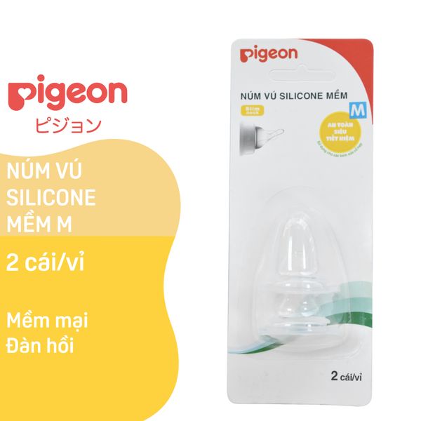 Núm ty Pigeon silicon mềm cổ hẹp  (size S/M/L) - 2 cái/vỉ