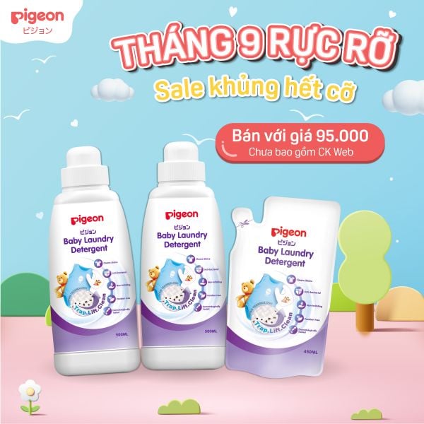 Combo 2 Nước Giặt Quần Áo Trẻ Em Pigeon Chai  500Ml & Nước Giặt Quần Áo Trẻ Em Pigeon Túi 450Ml (Hsd 6/2022)