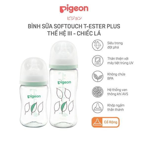 Bình Sữa Softouch T-Ester Plus Thế Hệ III - Chiếc lá 200 ml/300ml