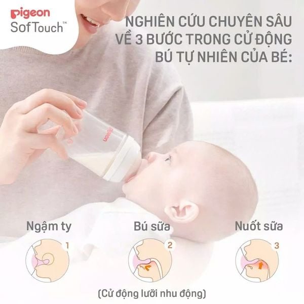 Bình Sữa Pigeon PP Softouch Baby-Friendly World 160ml/240ml/330ml - Nhiều Hoạ Tiết