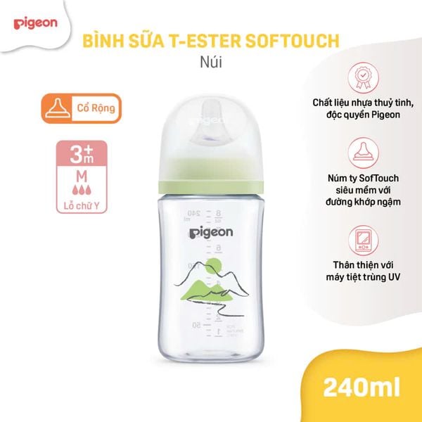 Bình Sữa Pigeon T-Ester Softouch Baby-Friendly World 160ml/240ml - Nhiều Hoạ Tiết