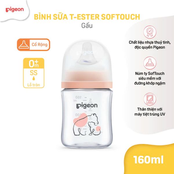 Bình Sữa Pigeon T-Ester Softouch Baby-Friendly World 160ml/240ml - Nhiều Hoạ Tiết