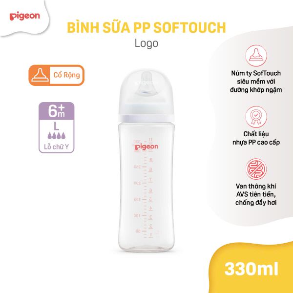 Bình Sữa Pigeon PP Softouch Baby-Friendly World 160ml/240ml/330ml - Nhiều Hoạ Tiết