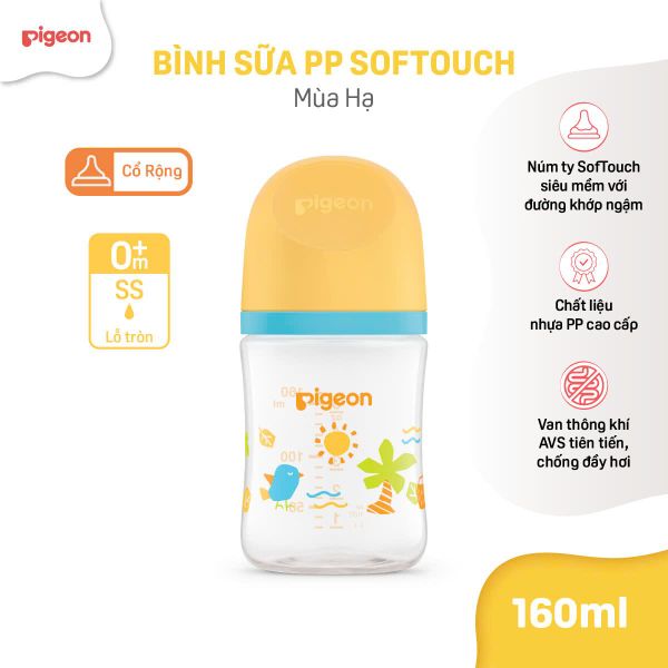 Bình Sữa Pigeon PP Softouch Baby-Friendly World 160ml/240ml/330ml - Nhiều Hoạ Tiết