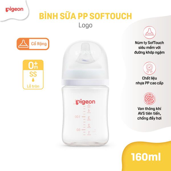 Bình Sữa Pigeon PP Softouch Baby-Friendly World 160ml/240ml/330ml - Nhiều Hoạ Tiết