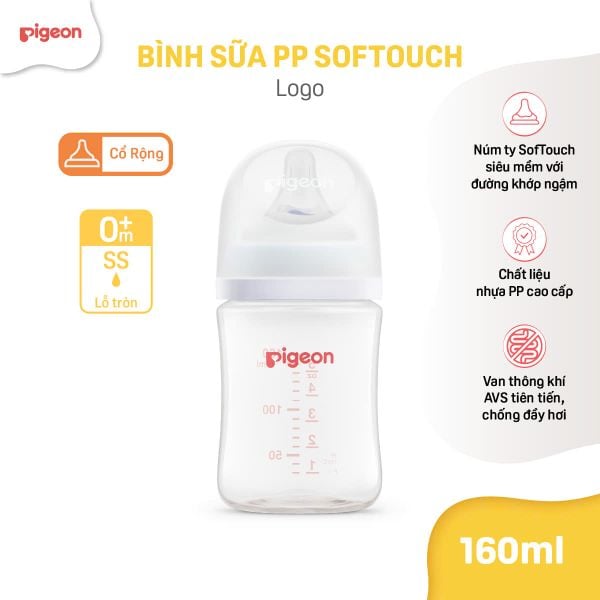 Bình Sữa Pigeon PP Softouch Baby-Friendly World 160ml/240ml/330ml - Nhiều Hoạ Tiết