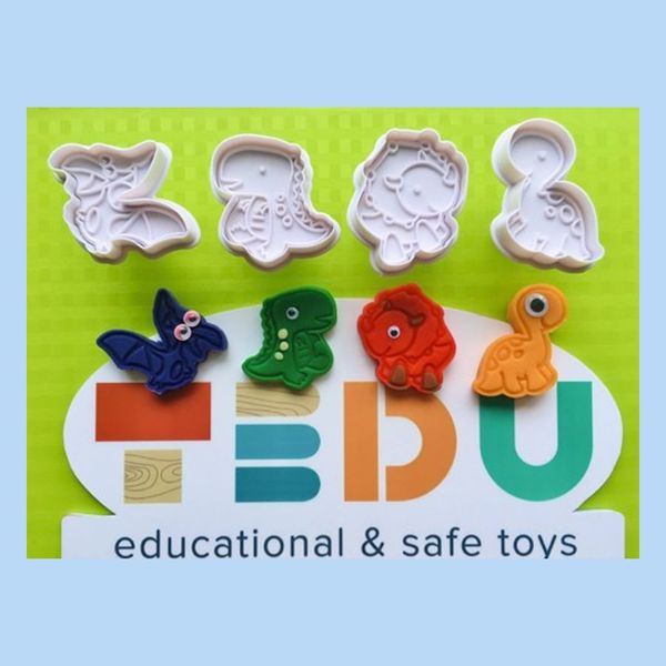  Khuôn Khủng long cổ lùn chơi kèm bột nặn an toàn TEDU 