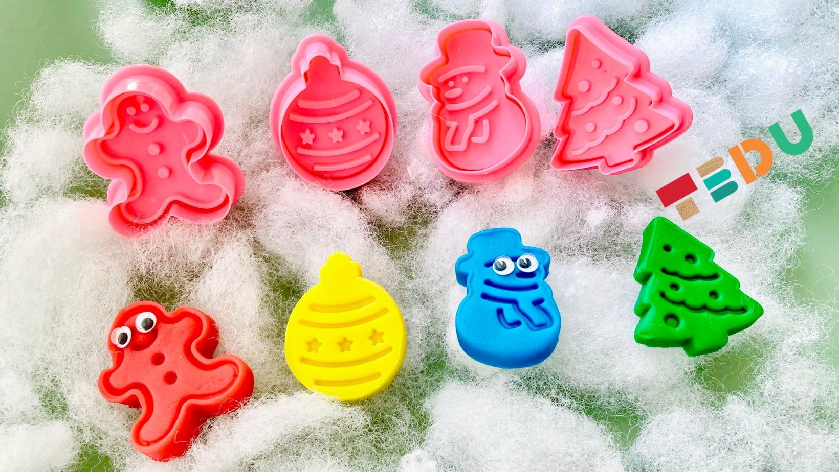  Khuôn Noel lò xo chơi kèm bột nặn an toàn TEDU 