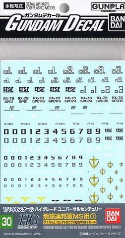 GUNDAM DECAL 30 HGUC MULTIUSE - EARTH FEDERATION 1