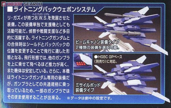 HGBC 1/144 LIGHTNING BACK WEAPON SYSTEM