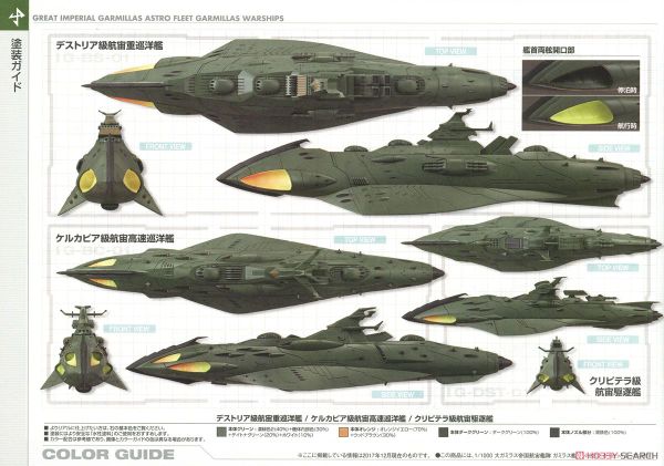 Mecha Collection - Space Battleship Yamato STAR BLAZERS 2202 - 1/1000 GREAT IMPERIAL GARMILLAS ASTRO FLEET GARMILLAS WARSHIPS 2202