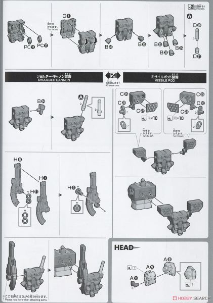 HG GTO 1/144 GM - SHOULDER CANNON / MISSILE POD