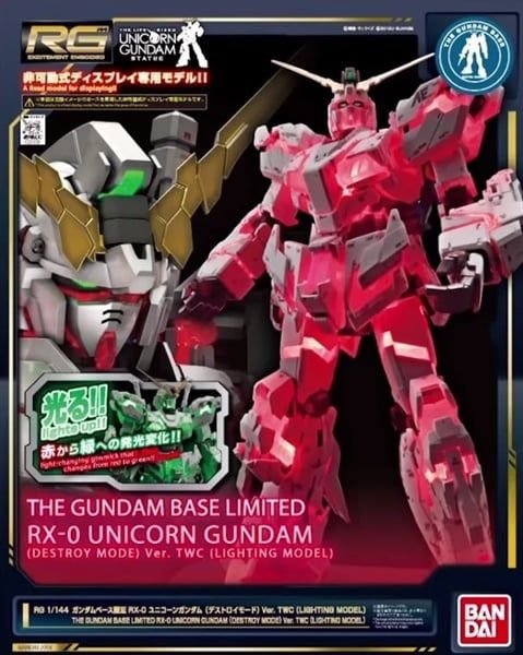 RG 1/144 THE GUNDAM BASE LIMITED RX-0 UNICORN GUNDAM DESTROY MODE - Ver TWC LIGHTINING MODEL