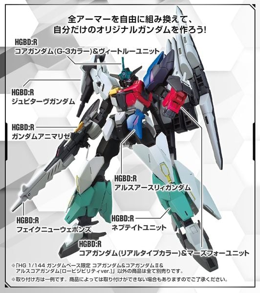 HGBD:R 1/144 Core Gundam & Core Gundam II & Alus Core Gundam - Low Visibility Ver
