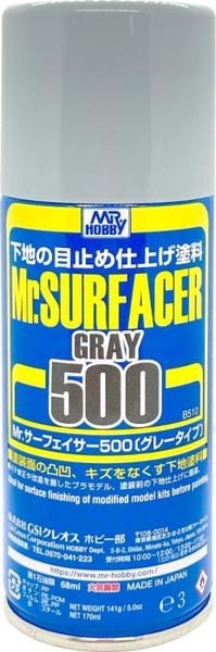 Sơn lót Mr. Hobby - B510 MR. SURFACER GRAY 500 - Gốc dung môi Lacquer